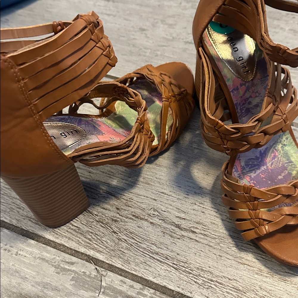 Madden Girl Brown Strappy Heeled Platform Costume Y2K 90s Vintage Sandals Size 8 - Picture 4 of 5